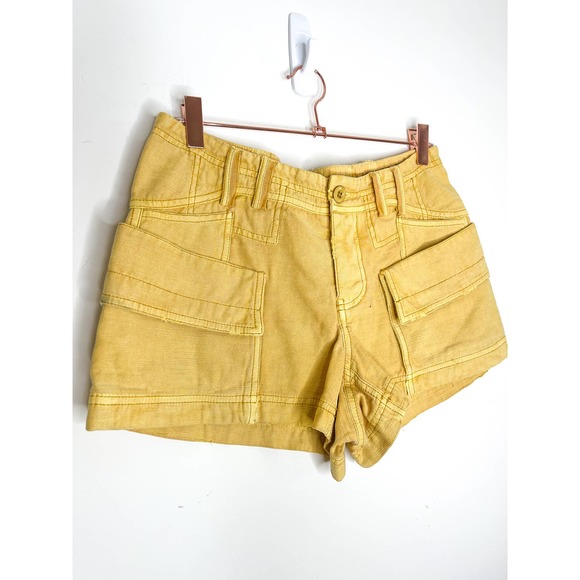 Free People Bungalow Shorts in Washed Mustard Size 4 FRE326 - Picture 2 of 3